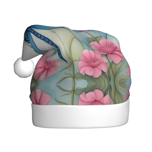 WHJSHOP Weihnachtsmütze für Erwachsene für Feiertage, Partys und Kostümveranstaltungen, rosa Blume und blaue Libelle WHJSHOP Weihnachtsmütze für Erwachsene für Feiertage, Partys und Kostümveranstaltungen, rosa Blume und blaue Libelle von WHJSHOP