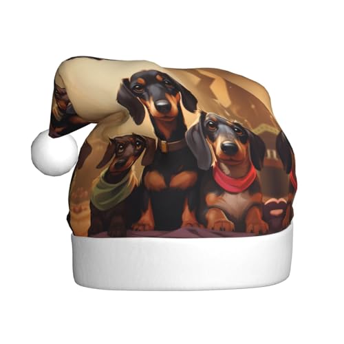 WHJSHOP Weihnachtsmütze für Erwachsene für Feiertagspartys und Kostümveranstaltungen, mehrere Dackel bedruckt WHJSHOP Weihnachtsmütze für Erwachsene für Feiertagspartys und Kostümveranstaltungen, mehrere Dackel bedruckt von WHJSHOP