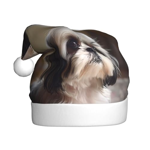 WHJSHOP Weihnachtsmütze für Erwachsene – hochwertiger Stoff für Feiertage, Partys und Kostümveranstaltungen, Shih Tzu Hundemuster WHJSHOP Weihnachtsmütze für Erwachsene – hochwertiger Stoff für Feiertage, Partys und Kostümveranstaltungen, Shih Tzu Hundemuster von WHJSHOP