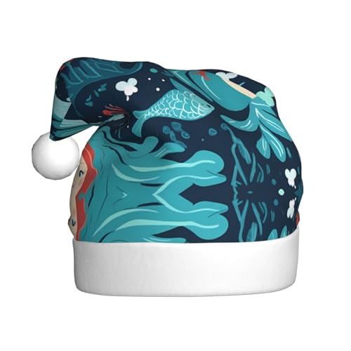 WHJSHOP Weihnachtsmütze für Erwachsene – hochwertiger Stoff für Feiertage, Partys und Kostümveranstaltungen, blaues Meerjungfrauen-Muster WHJSHOP Weihnachtsmütze für Erwachsene – hochwertiger Stoff für Feiertage, Partys und Kostümveranstaltungen, blaues Meerjungfrauen-Muster von WHJSHOP