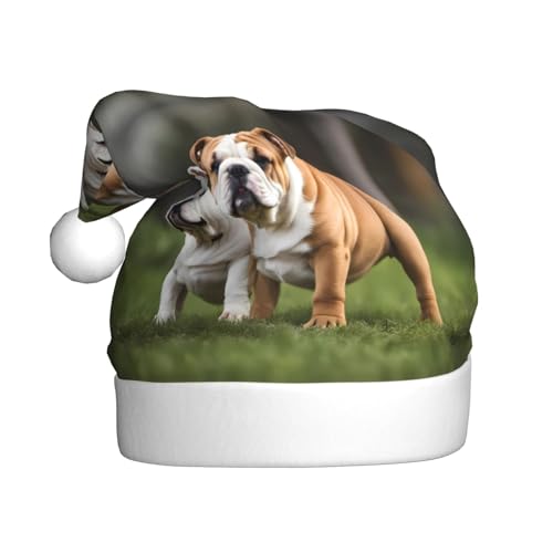 WHJSHOP Weihnachtsmütze für Erwachsene – hochwertiger Stoff für Feiertage, Partys und Kostümveranstaltungen, englische Bulldoggen WHJSHOP Weihnachtsmütze für Erwachsene – hochwertiger Stoff für Feiertage, Partys und Kostümveranstaltungen, englische Bulldoggen von WHJSHOP