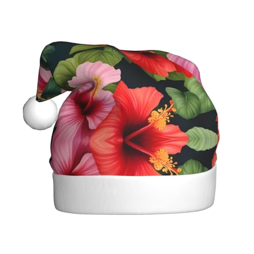WHJSHOP Weihnachtsmütze für Erwachsene – hochwertiger Stoff für Feiertage, Partys und Kostümveranstaltungen, schöne Hibiskusblumen-Drucke WHJSHOP Weihnachtsmütze für Erwachsene – hochwertiger Stoff für Feiertage, Partys und Kostümveranstaltungen, schöne Hibiskusblumen-Drucke von WHJSHOP