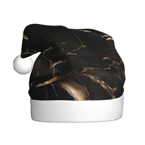 WHJSHOP Weihnachtsmütze für Erwachsene – hochwertiger Stoff für Feiertage, Partys und Kostümveranstaltungen, schwarz-goldenes Marmormuster WHJSHOP Weihnachtsmütze für Erwachsene – hochwertiger Stoff für Feiertage, Partys und Kostümveranstaltungen, schwarz-goldenes Marmormuster von WHJSHOP
