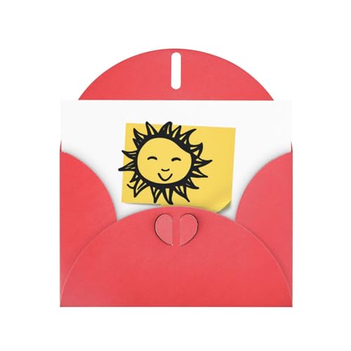 WHJSSF Rote Grußkarte, Haftnotiz mit Sonnenzeichnung, bedruckt, perfekt für Valentinstag, Hochzeitstag und Party-Einladungen von WHJSSF
