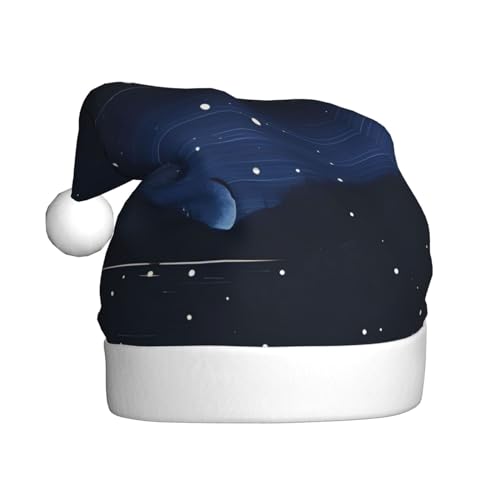 WHJWXC Weihnachtsmann-Weihnachtsmütze für Erwachsene, Party-Zubehör für Halloween, jährliche Zeremonien, dunkelblauer Nachtansicht-Druck WHJWXC Weihnachtsmann-Weihnachtsmütze für Erwachsene, Party-Zubehör für Halloween, jährliche Zeremonien, dunkelblauer Nachtansicht-Druck von WHJWXC