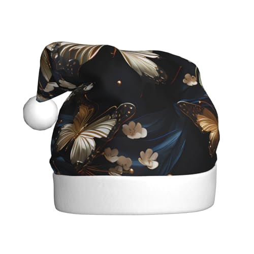 WHJWXC Weihnachtsmann-Weihnachtsmütze für Erwachsene, Party-Zubehör für Halloween, jährliche Zeremonien, mehr Gold, Weiß, Schmetterlinge, schwarzer Druck WHJWXC Weihnachtsmann-Weihnachtsmütze für Erwachsene, Party-Zubehör für Halloween, jährliche Zeremonien, mehr Gold, Weiß, Schmetterlinge, schwarzer Druck von WHJWXC