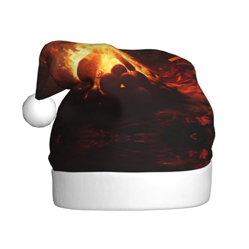 WHJWXC Weihnachtsmann-Weihnachtsmütze für Erwachsene, Party-Zubehör für Halloween, jährliche Zeremonien, schöner Lagerfeuer-Druck WHJWXC Weihnachtsmann-Weihnachtsmütze für Erwachsene, Party-Zubehör für Halloween, jährliche Zeremonien, schöner Lagerfeuer-Druck von WHJWXC