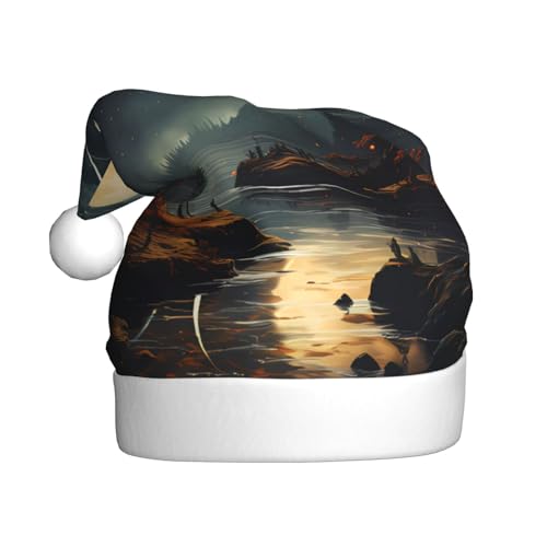 WHJWXC Weihnachtsmann-Weihnachtsmütze für Erwachsene, Partyzubehör für Halloween, jährliche Zeremonien, mehr Mond, Sterne und Planeten drucken WHJWXC Weihnachtsmann-Weihnachtsmütze für Erwachsene, Partyzubehör für Halloween, jährliche Zeremonien, mehr Mond, Sterne und Planeten drucken von WHJWXC