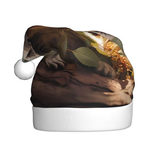 WHJWXC Weihnachtsmann-Weihnachtsmütze für Erwachsene, Partyzubehör für Halloween, jährliche Zeremonien, niedlicher Koala-Pflanze, bedruckt WHJWXC Weihnachtsmann-Weihnachtsmütze für Erwachsene, Partyzubehör für Halloween, jährliche Zeremonien, niedlicher Koala-Pflanze, bedruckt von WHJWXC