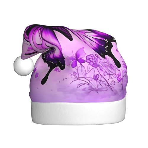 WHJWXC Weihnachtsmann Weihnachtsmütze für Erwachsene Party Zubehör für Halloween jährliche Zeremonien Mehr Lila Schmetterling Muster WHJWXC Weihnachtsmann Weihnachtsmütze für Erwachsene Party Zubehör für Halloween jährliche Zeremonien Mehr Lila Schmetterling Muster von WHJWXC