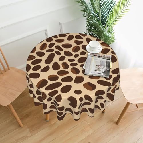WHJWZY Die Körnigkeit des Kaffeebohnenmusters runde Tischdecke 152,4 cm kann für einen runden Esstisch gewaschen werden von WHJWZY