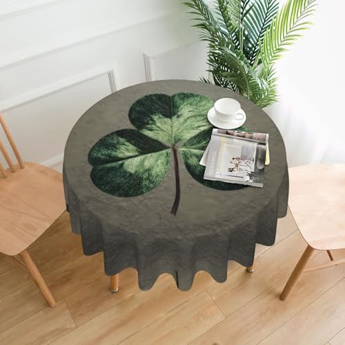WHJWZY Durchscheinende Tischdecke mit Kleeblattmuster, rund, 152,4 cm, kann gewaschen werden, für runden Esstisch von WHJWZY