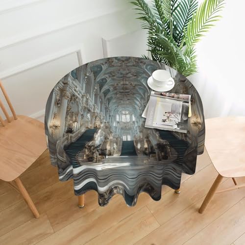 WHJWZY Hall of Splendor Tischdecke, rund, 152,4 cm, waschbar, für runden Esstisch von WHJWZY