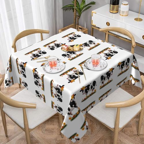 WHJWZY Quadratische dekorative Tischdecke, 137,2 x 137,2 cm, hochwertiger, wasserdichter Stoff für Esstischschutz und Dekoration, Blumendruck von WHJWZY