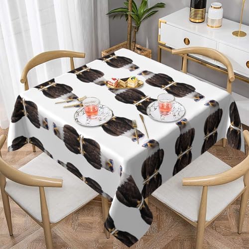 WHJWZY Quadratische dekorative Tischdecke, 137,2 x 137,2 cm, hochwertiger, wasserdichter Stoff für Esstischschutz und Dekoration, Brille, weißer Skulpturendruck von WHJWZY