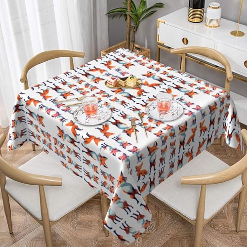 WHJWZY Quadratische dekorative Tischdecke, 137,2 x 137,2 cm, hochwertiger, wasserdichter Stoff für Esstischschutz und Dekoration, Fantasie-Fuchs-Druck von WHJWZY