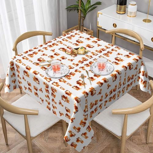 WHJWZY Quadratische dekorative Tischdecke, 137,2 x 137,2 cm, hochwertiger, wasserdichter Stoff für Esstischschutz und Dekoration, Gorp-Eichhörnchen-Druck von WHJWZY