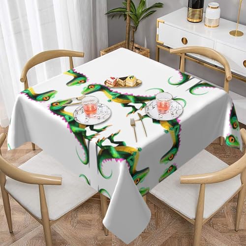 WHJWZY Quadratische dekorative Tischdecke, 137,2 x 137,2 cm, hochwertiger, wasserdichter Stoff für Esstischschutz und Dekoration, Graffiti-Eidechse, Camouflage-Druck von WHJWZY