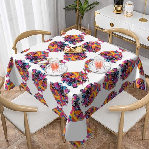WHJWZY Quadratische dekorative Tischdecke, 137,2 x 137,2 cm, hochwertiger, wasserdichter Stoff für Esstischschutz und Dekoration, Graffiti-Soul-Druck von WHJWZY