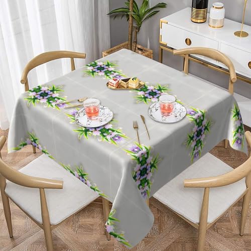 WHJWZY Quadratische dekorative Tischdecke, 137,2 x 137,2 cm, hochwertiger, wasserdichter Stoff für Esstischschutz und Dekoration, Irisblumen in voller Blüte von WHJWZY