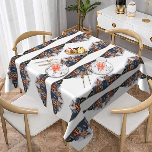 WHJWZY Quadratische dekorative Tischdecke, 137,2 x 137,2 cm, hochwertiger, wasserdichter Stoff für Esstischschutz und Dekoration, Kätzchen-Wandmalerei von WHJWZY