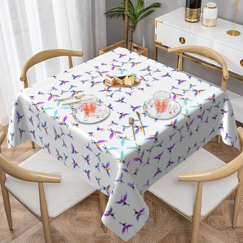 WHJWZY Quadratische dekorative Tischdecke, 137,2 x 137,2 cm, hochwertiger, wasserdichter Stoff für Esstischschutz und Dekoration, Kolibri-Drohnen-Druck von WHJWZY