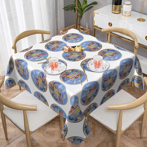 WHJWZY Quadratische dekorative Tischdecke, 137,2 x 137,2 cm, hochwertiger, wasserdichter Stoff für Esstischschutz und Dekoration, Scheibenversiegelung von WHJWZY