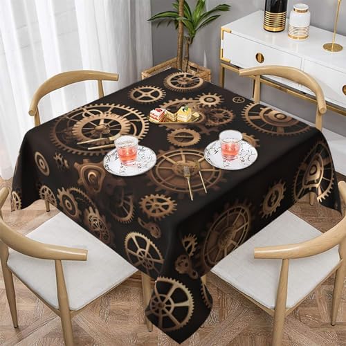 WHJWZY Quadratische dekorative Tischdecke, 137,2 x 137,2 cm, hochwertiger, wasserdichter Stoff für Esstischschutz und Dekoration, Steampunk-Druck mit mechanischen Zahnrädern WHJWZY Quadratische dekorative Tischdecke, 137,2 x 137,2 cm, hochwertiger, wasserdichter Stoff für Esstischschutz und Dekoration, Steampunk-Druck mit mechanischen Zahnrädern von WHJWZY