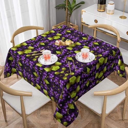 WHJWZY Quadratische dekorative Tischdecke, 137,2 x 137,2 cm, hochwertiger, wasserdichter Stoff für Esstischschutz und Dekoration, Traubendruck von WHJWZY
