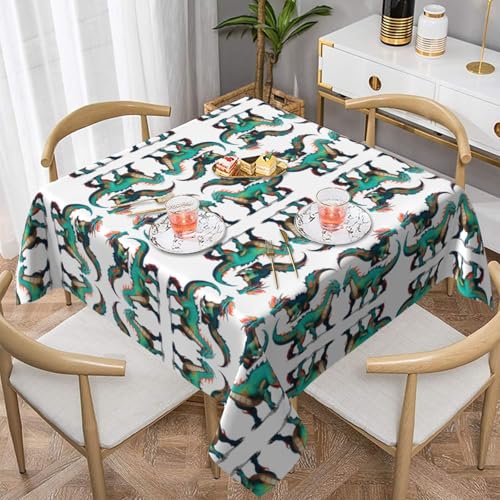 WHJWZY Quadratische dekorative Tischdecke, 137,2 x 137,2 cm, hochwertiger, wasserdichter Stoff für Esstischschutz und Dekoration, digitaler Drachen-Druck von WHJWZY