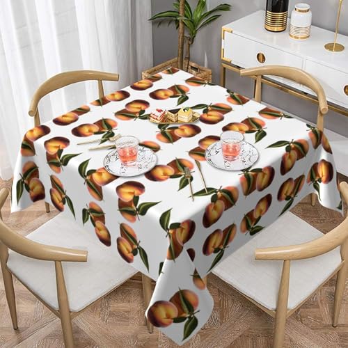 WHJWZY Quadratische dekorative Tischdecke, 137,2 x 137,2 cm, hochwertiger, wasserdichter Stoff für Esstischschutz und Dekoration, großer Pfirsichdruck von WHJWZY