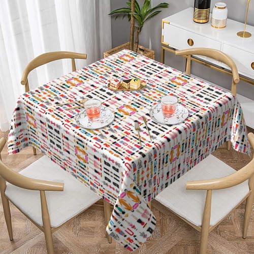 WHJWZY Quadratische dekorative Tischdecke, 137,2 x 137,2 cm, hochwertiger, wasserdichter Stoff für Esstischschutz und Dekoration, modischer Charaktermusterdruck von WHJWZY