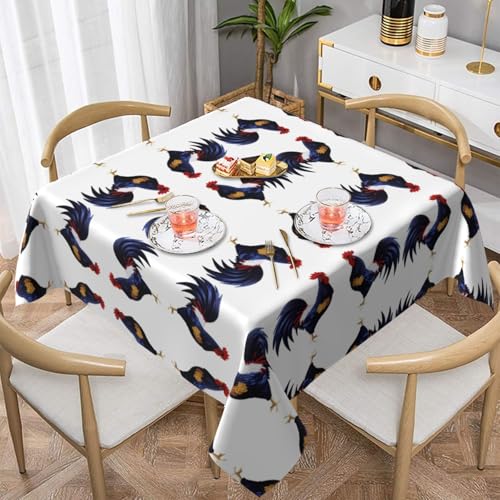 WHJWZY Quadratische dekorative Tischdecke, 137,2 x 137,2 cm, hochwertiger, wasserdichter Stoff für Esstischschutz und Dekoration, schöner Hahn-Druck von WHJWZY