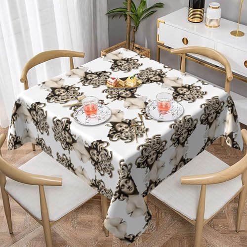 WHJWZY Quadratische dekorative Tischdecke, 137,2 x 137,2 cm, hochwertiger, wasserdichter Stoff für Esstischschutz und Dekoration, schöner Medusa-Druck von WHJWZY
