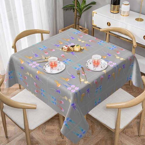 WHJWZY Quadratische dekorative Tischdecke, 137,2 x 137,2 cm, hochwertiger, wasserdichter Stoff für Esstischschutz und Dekoration, schwimmender Quallen-Druck von WHJWZY