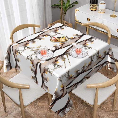 WHJWZY Quadratische dekorative Tischdecke, 137,2 x 137,2 cm, hochwertiger, wasserdichter Stoff zum Schutz des Esstisches und zur Dekoration, Aufdruck einer Tasse warmen Tee von WHJWZY