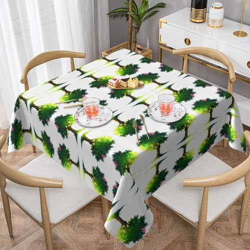 WHJWZY Quadratische dekorative Tischdecke, 137,2 x 137,2 cm, hochwertiger wasserdichter Stoff für Esstischschutz und Dekoration, großer Baum in der Sonne von WHJWZY