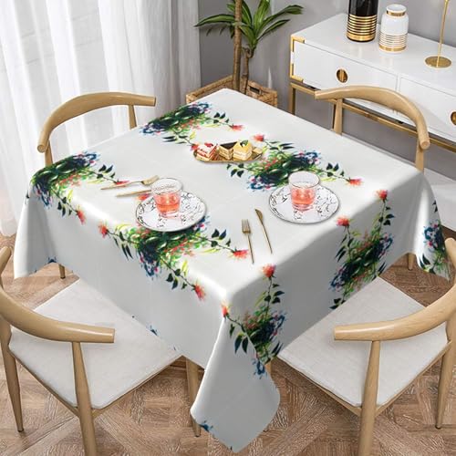 WHJWZY Quadratische dekorative Tischdecke, 152,4 x 152,4 cm, hochwertiger, wasserdichter Stoff für Esstischschutz und Dekoration, Diktatur, Rosendruck von WHJWZY
