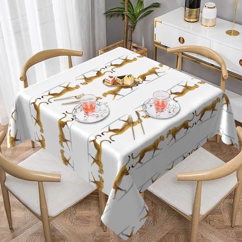 WHJWZY Quadratische dekorative Tischdecke, 152,4 x 152,4 cm, hochwertiger, wasserdichter Stoff für Esstischschutz und Dekoration, Holo-Geparden-Sprint-Druck von WHJWZY