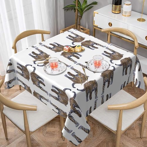 WHJWZY Quadratische dekorative Tischdecke, 152,4 x 152,4 cm, hochwertiger, wasserdichter Stoff für Esstischschutz und Dekoration, Jaguar-Druck von WHJWZY