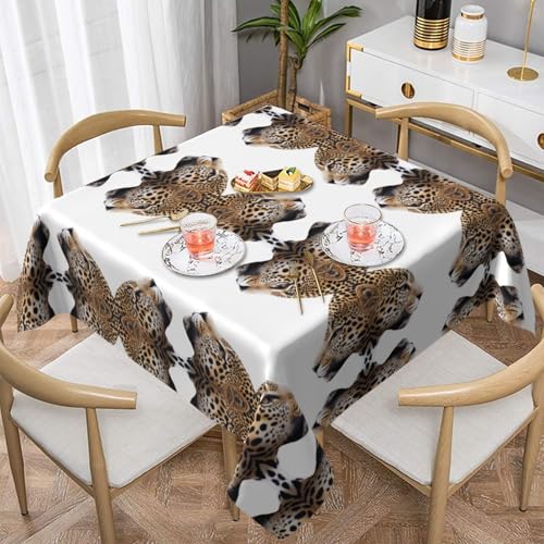 WHJWZY Quadratische dekorative Tischdecke, 152,4 x 152,4 cm, hochwertiger, wasserdichter Stoff für Esstischschutz und Dekoration, Jaguar-Kopf-Druck von WHJWZY