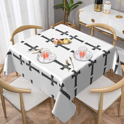 WHJWZY Quadratische dekorative Tischdecke, 152,4 x 152,4 cm, hochwertiger, wasserdichter Stoff für Esstischschutz und Dekoration, Kate Cross Printing von WHJWZY