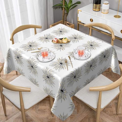 WHJWZY Quadratische dekorative Tischdecke, 152,4 x 152,4 cm, hochwertiger, wasserdichter Stoff für Esstischschutz und Dekoration, Motiv Glühwürmchenzweige von WHJWZY