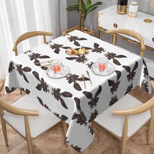 WHJWZY Quadratische dekorative Tischdecke, 152,4 x 152,4 cm, hochwertiger, wasserdichter Stoff für Esstischschutz und Dekoration, Motiv: fliegende Eule von WHJWZY