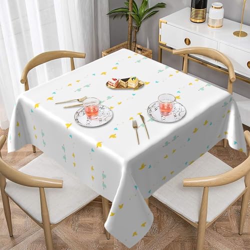 WHJWZY Quadratische dekorative Tischdecke, 152,4 x 152,4 cm, hochwertiger, wasserdichter Stoff für Esstischschutz und Dekoration, Motiv: fliegende Vögel von WHJWZY