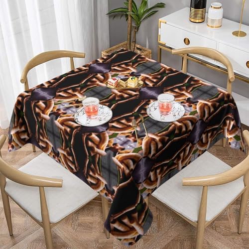 WHJWZY Quadratische dekorative Tischdecke, 152,4 x 152,4 cm, hochwertiger, wasserdichter Stoff für Esstischschutz und Dekoration, Motiv: frische Bambussprossen von WHJWZY