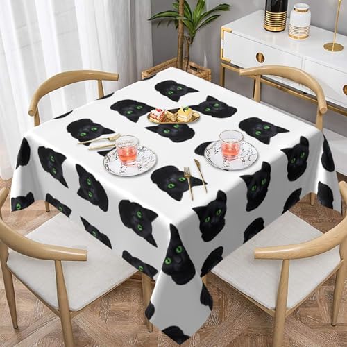 WHJWZY Quadratische dekorative Tischdecke, 152,4 x 152,4 cm, hochwertiger, wasserdichter Stoff für Esstischschutz und Dekoration, Motiv: grüne Augen von WHJWZY