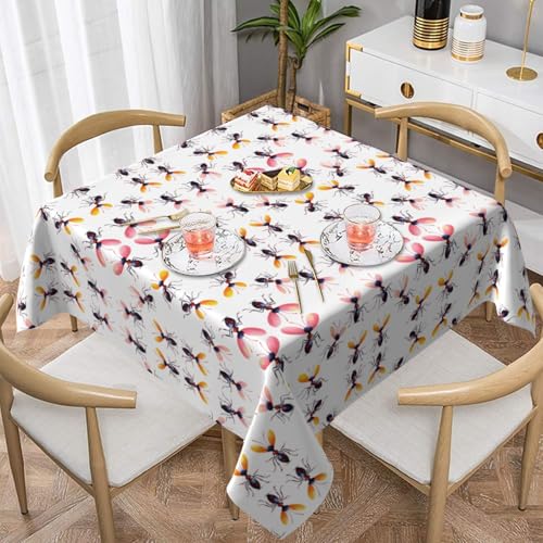 WHJWZY Quadratische dekorative Tischdecke, 152,4 x 152,4 cm, hochwertiger, wasserdichter Stoff für Esstischschutz und Dekoration, abstrakter Ameisen-Druck von WHJWZY