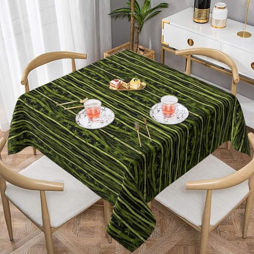 WHJWZY Quadratische dekorative Tischdecke, 152,4 x 152,4 cm, hochwertiger, wasserdichter Stoff für Esstischschutz und Dekoration, frischer Bambusdruck von WHJWZY