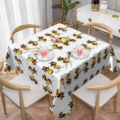 WHJWZY Quadratische dekorative Tischdecke, 152,4 x 152,4 cm, hochwertiger, wasserdichter Stoff für Esstischschutz und Dekoration, harter Bienen-Druck von WHJWZY
